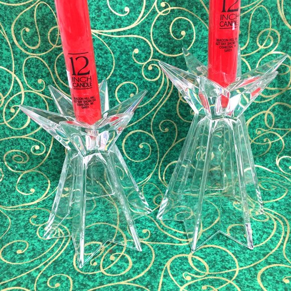 Starburst Glass Candlesticks Set of Two - Picture 3 of 16